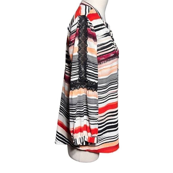 Karl Lagerfeld Long Sleeve Striped Button Up Blouse Size Medium - Picture 2 of 5